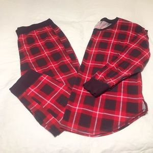 Gilligan & O’Malley Red Plaid Thermal Cuffed Pajama Set